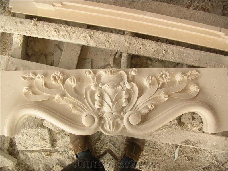 Limestone Fireplace Sculpture Mantel Fireplace