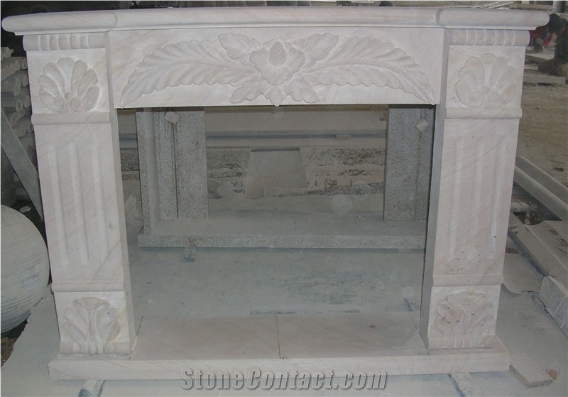 Limestone Fireplace Sculpture Mantel Fireplace