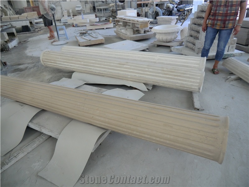 White Limestone Column Capital Base Shaft