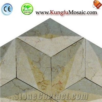 Beige Hexagram Marble Mosaic 3d Tiles