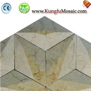 Beige Hexagram Marble Mosaic 3d Tiles