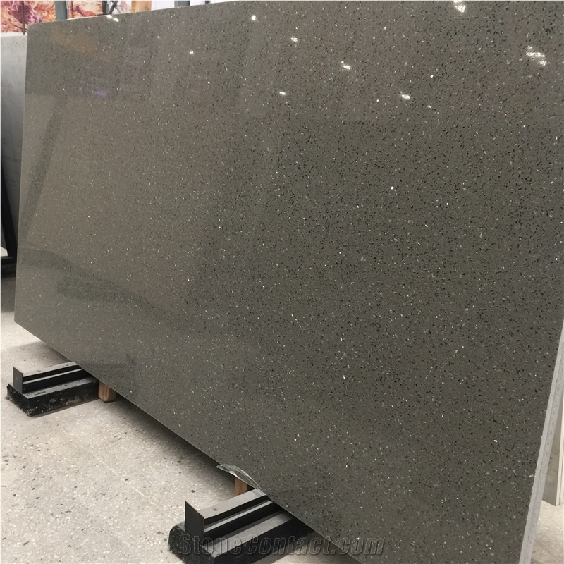 Artificial Black Mirror Quartz Stone Slabs 5014