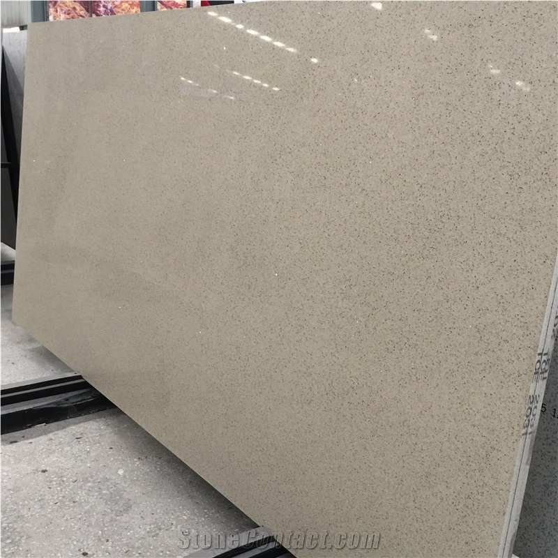 Artificial Mirror Beige Quartz Stone Slabs 2031