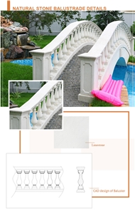 Balcony Fence Railing Natural Limestone Baluster