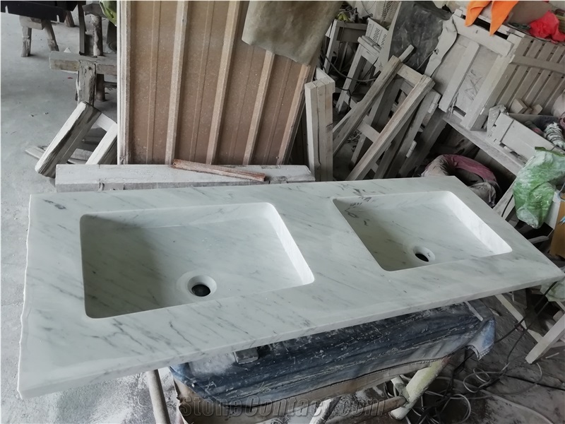 Bianco Carrara Marble Bathroom Rectangle Basins