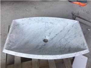 Bianco Carrara White Marble Bathroom Wash Basins