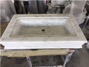 Bianco Carrara White Marble Bathroom Wash Basins