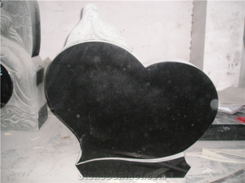 Black Color Heart Tombstones Upright Monuments