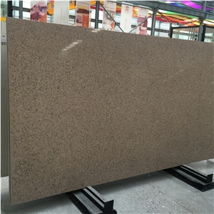 Brown Solid Quartz Surface Stone Slabs Msq1674