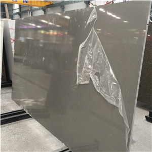 Cheap Light Grey Crystal Quartz Stone Slabs 1525