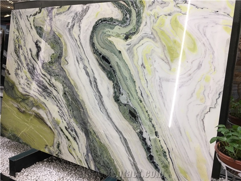 Green Landscape Marble Slab for Bathroom Wall Tile