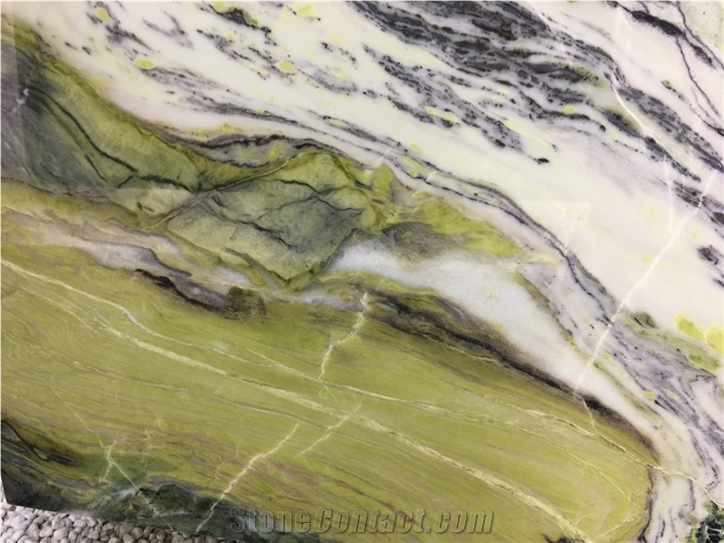 Green Landscape Marble Slab for Bathroom Wall Tile