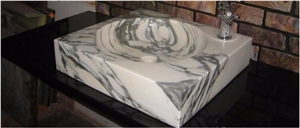 Honed Arabescato Arni Marble Rectangle Sinks Basin