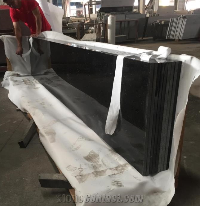 India Black Galaxy Granite Polished Slabs & Tiles