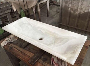 Iran White Snow Onyx Rectangle Wash Bathroom Sinks