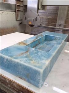 Iran White Snow Onyx Rectangle Wash Bathroom Sinks