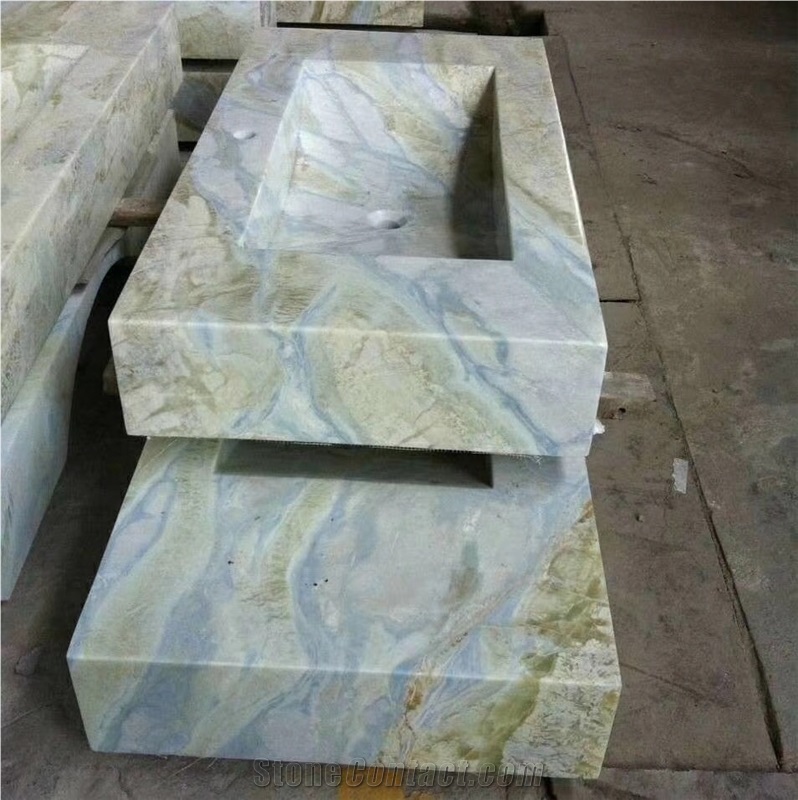 Pakistan Blue Onyx Rectangle Wash Bathroom Sinks