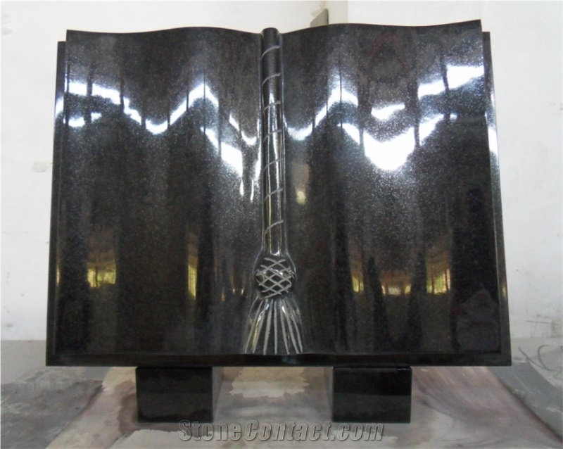 Polished Black Color Book Style Monument