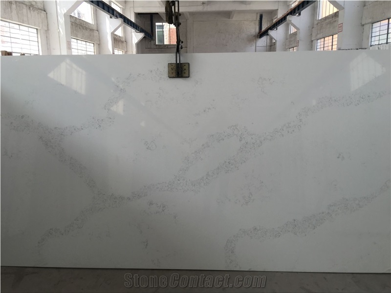 Polished Chinese Calacatta Quartz Stone Slabs 4018
