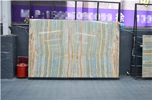 Polished Iran Onice Blue Wooden Onyx Slabs Polished Iran Onice Blue Wooden Onyx Slabs