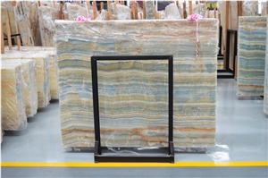 Polished Iran Onice Blue Wooden Onyx Slabs