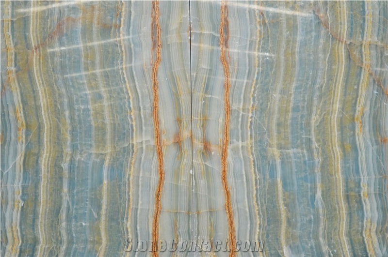 Polished Iran Onice Blue Wooden Onyx Slabs