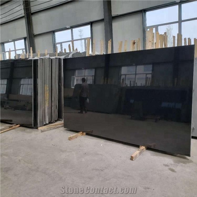 Polished Nero Black Slabs for Kitchen Countertops