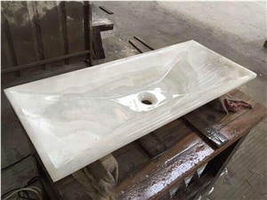 Polished Onice Red Onyx Round Bathroom Vessel Sink