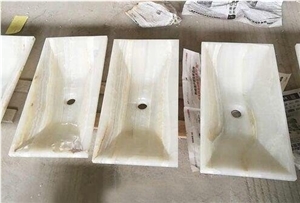 Polished Onice Red Onyx Round Bathroom Vessel Sink
