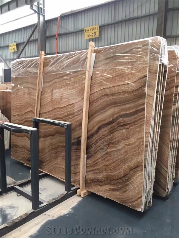 Polished Teak Wood Marble Slabs for Walling Tiles
