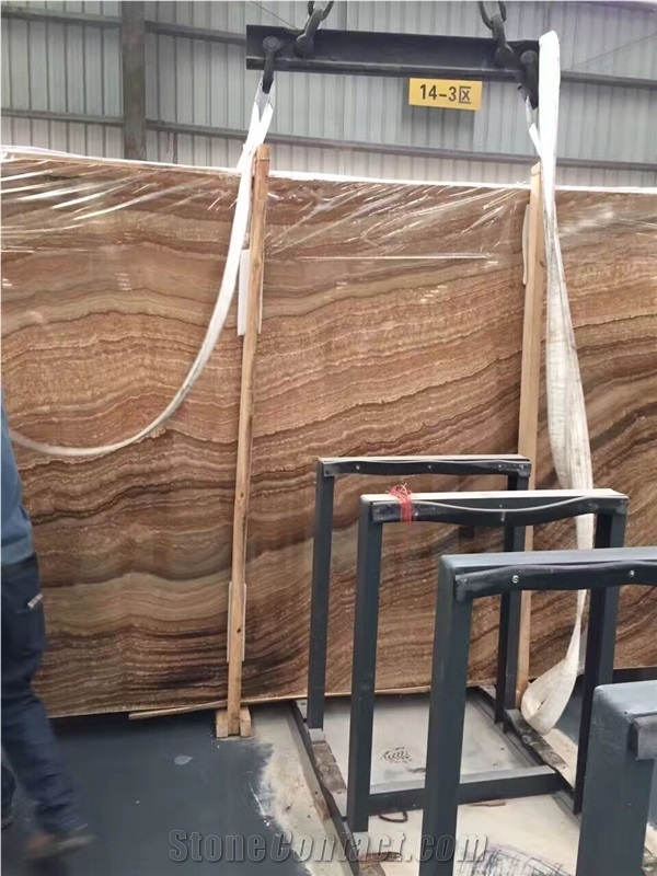 Polished Teak Wood Marble Slabs for Walling Tiles