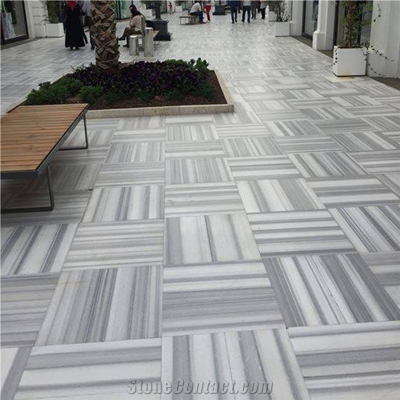 Polished Turkey Eqvator White Marble Flooring Tile