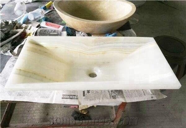 Red Onyx Round Bathroom Stone Wash Basins Bowls