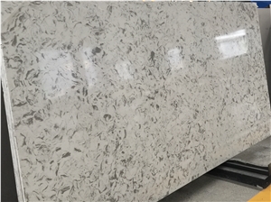 Solid Mix Color White Flower Quartz Slabs Msq3001
