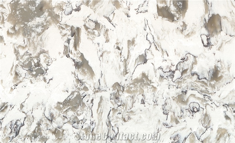 Solid Mix Color White Flower Quartz Slabs Msq3001