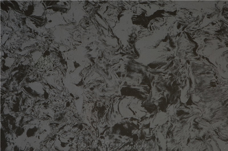Solid Surface Mix Color Black Quartz Slabs Msq3002