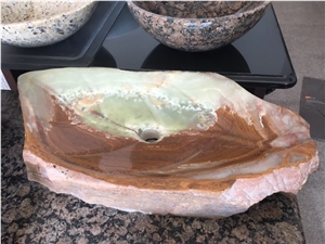 Verde Green Onyx Bathroom Sinks Vessel Wash Basins