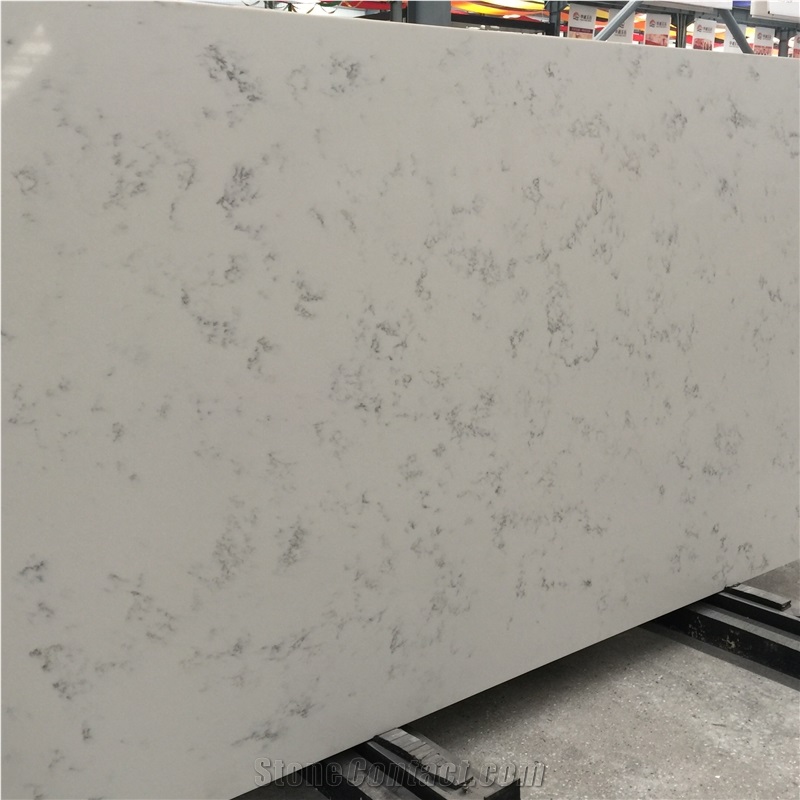 White Carrara Quartz Stone Countertop Slab Msq4005