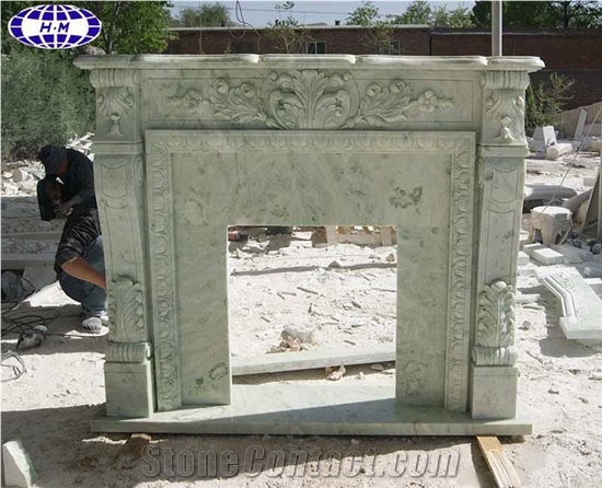 Mongolian Green Marble Fireplace Surround
