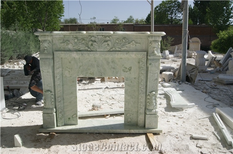 Mongolian Green Marble Fireplace Surround