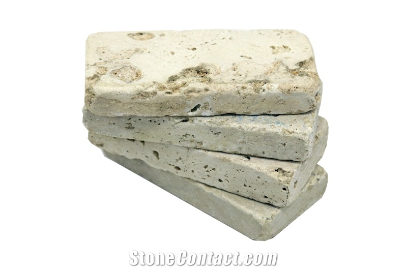 Dt 15 Usak Decorative Tumbled Natural Ivory Travertine Brick Mosaic Wall Cladding
