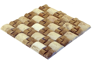 Dt10 Samsun Decorative Natural Ivory White Travertine Mosaic Wall Cladding