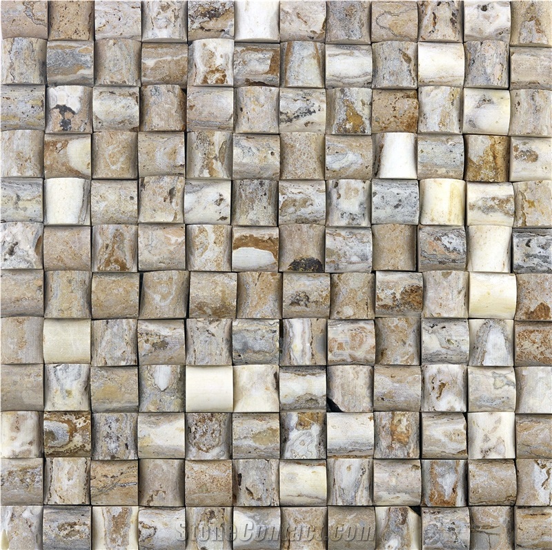 Dt12 Kirsehir Decorative Scabas Travertine Mosaic Wall Cladding