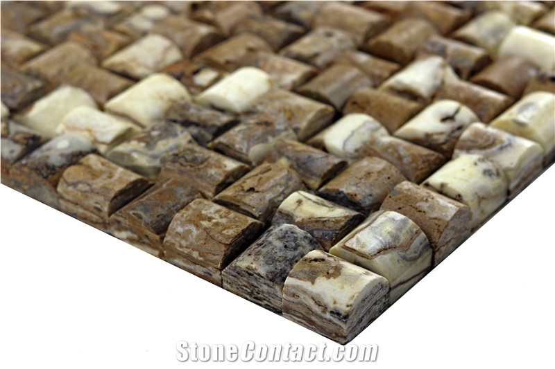 Dt12 Kirsehir Decorative Scabas Travertine Mosaic Wall Cladding