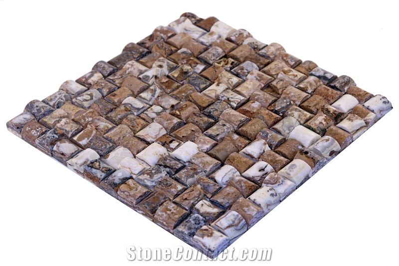 Dt12 Kirsehir Decorative Scabas Travertine Mosaic Wall Cladding