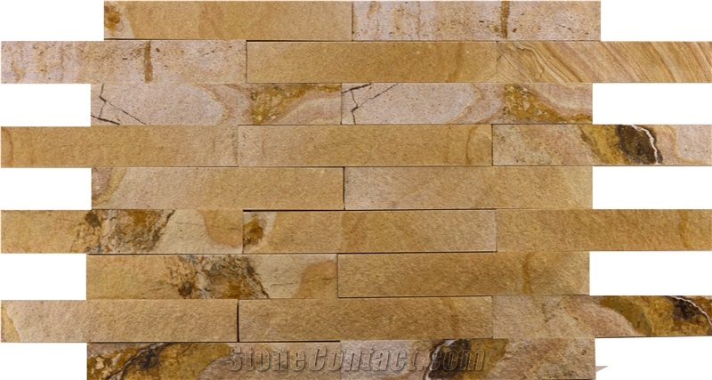 Pt14 Artvin Split Face Natural Gold Travertine Exposed Wall Stone