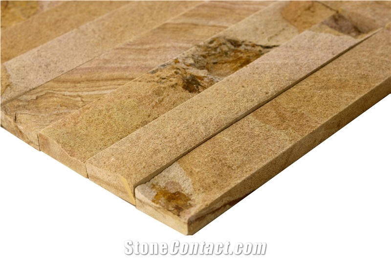 Pt14 Artvin Split Face Natural Gold Travertine Exposed Wall Stone
