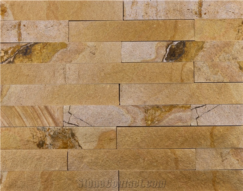 Pt14 Artvin Split Face Natural Gold Travertine Exposed Wall Stone