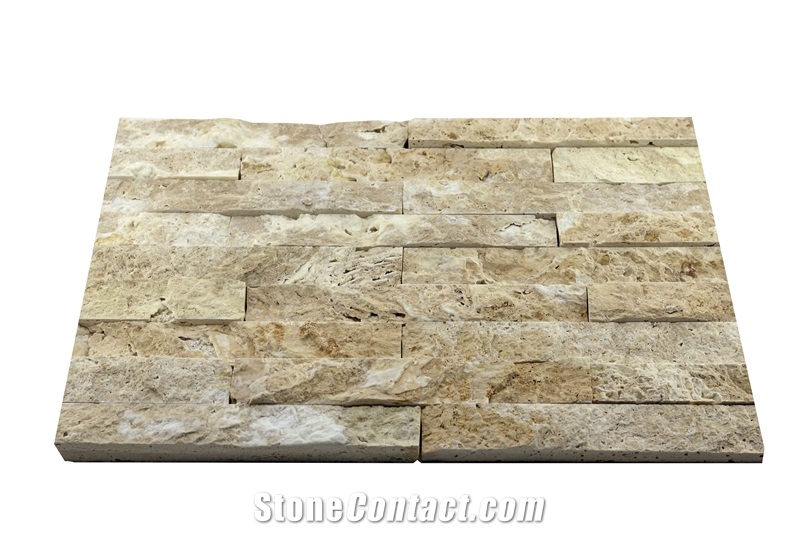 Pt15 Afyon Split Face Ivory Travertine Natural Ledge Stone