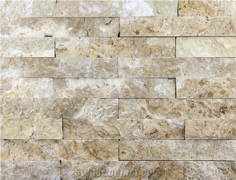 Pt15 Afyon Split Face Ivory Travertine Natural Ledge Stone